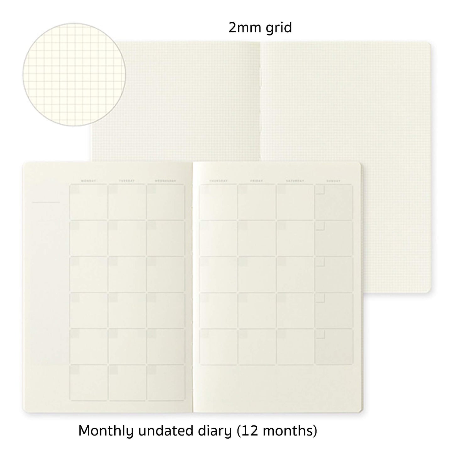 Midori Yuru Log Notebook B6 Monthly Free Diary + Grid - Diaries & Planners