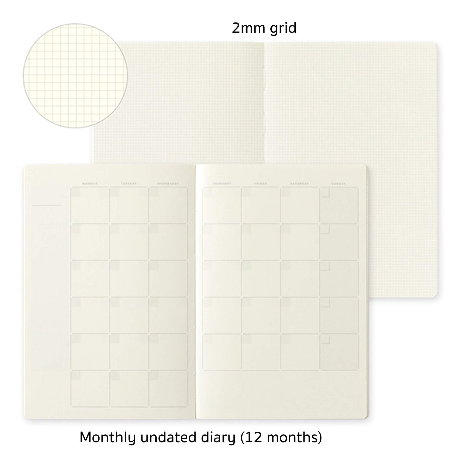 Midori Yuru Log Notebook B6 Monthly Free Diary + Grid - Diaries & Planners
