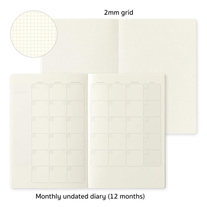 Midori Yuru Log Notebook B6 Monthly Free Diary + Grid - Diaries & Planners