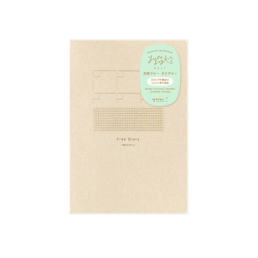 Midori Yuru Log Notebook B6 Monthly Free Diary + Grid - Diaries & Planners