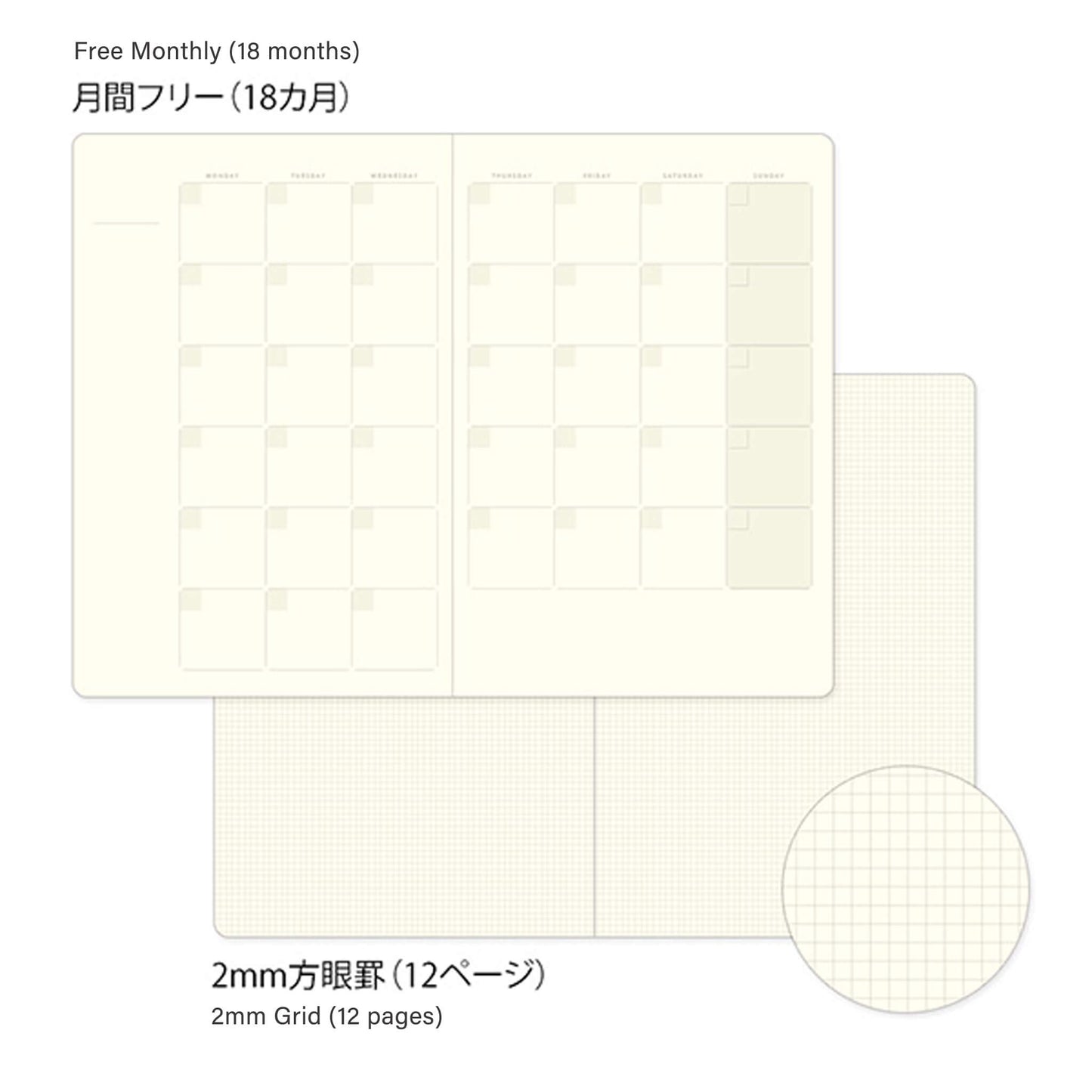 Midori Yuru Log Notebook B6 Monthly Free Diary - Notebooks