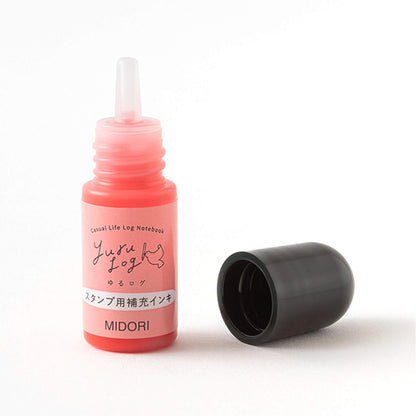 Midori Yuru Log Pre - inked Color Stamp Refill Ink - Pink - Stamp Ink Refills