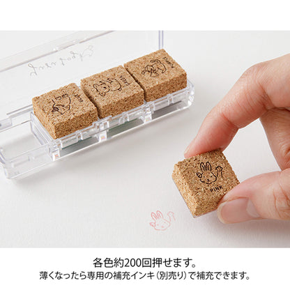 Midori Yuru Log Pre - inked Color Stamp Set - Animal Poses - Pre - inked Stamps