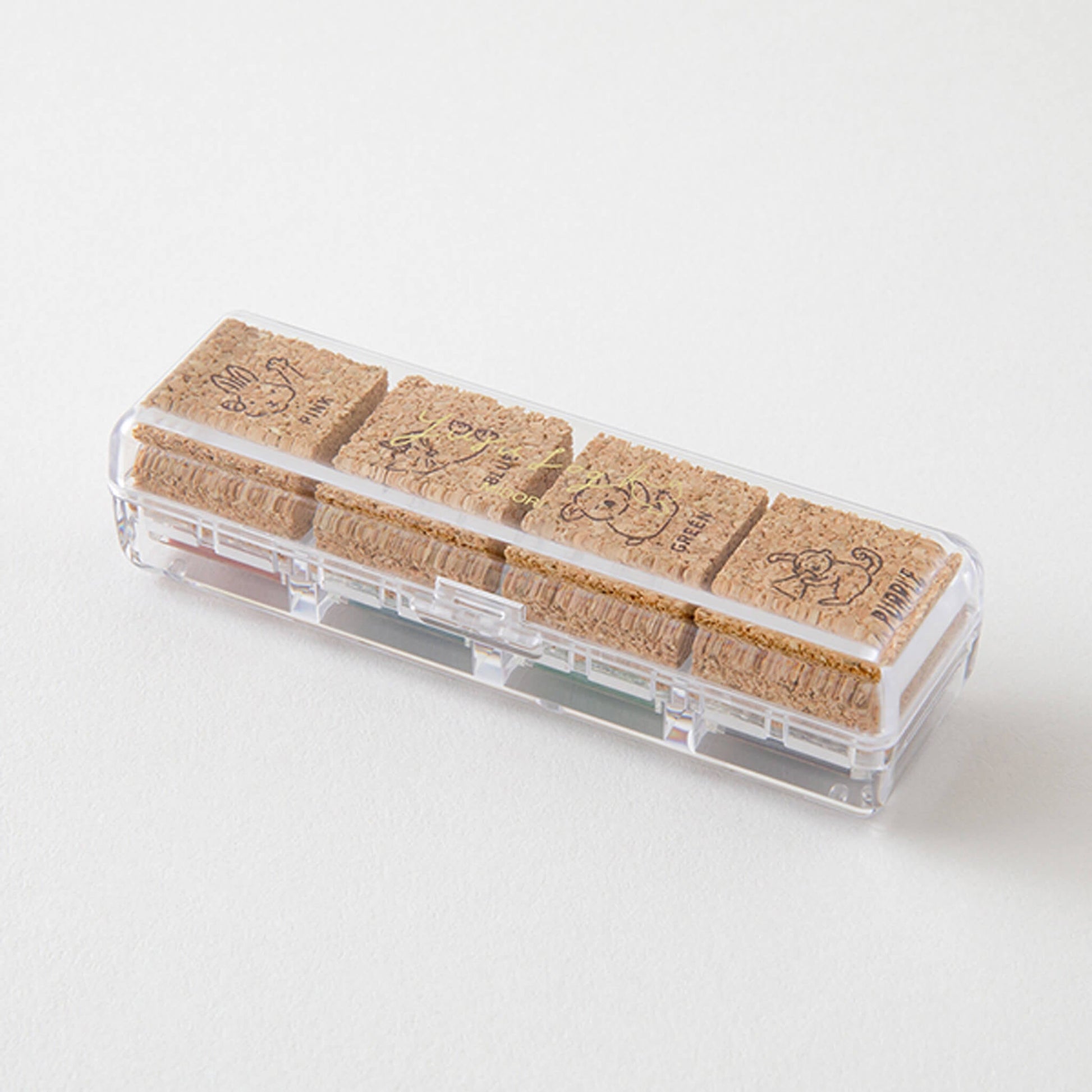 Midori Yuru Log Pre - inked Color Stamp Set - Animal Poses - Pre - inked Stamps