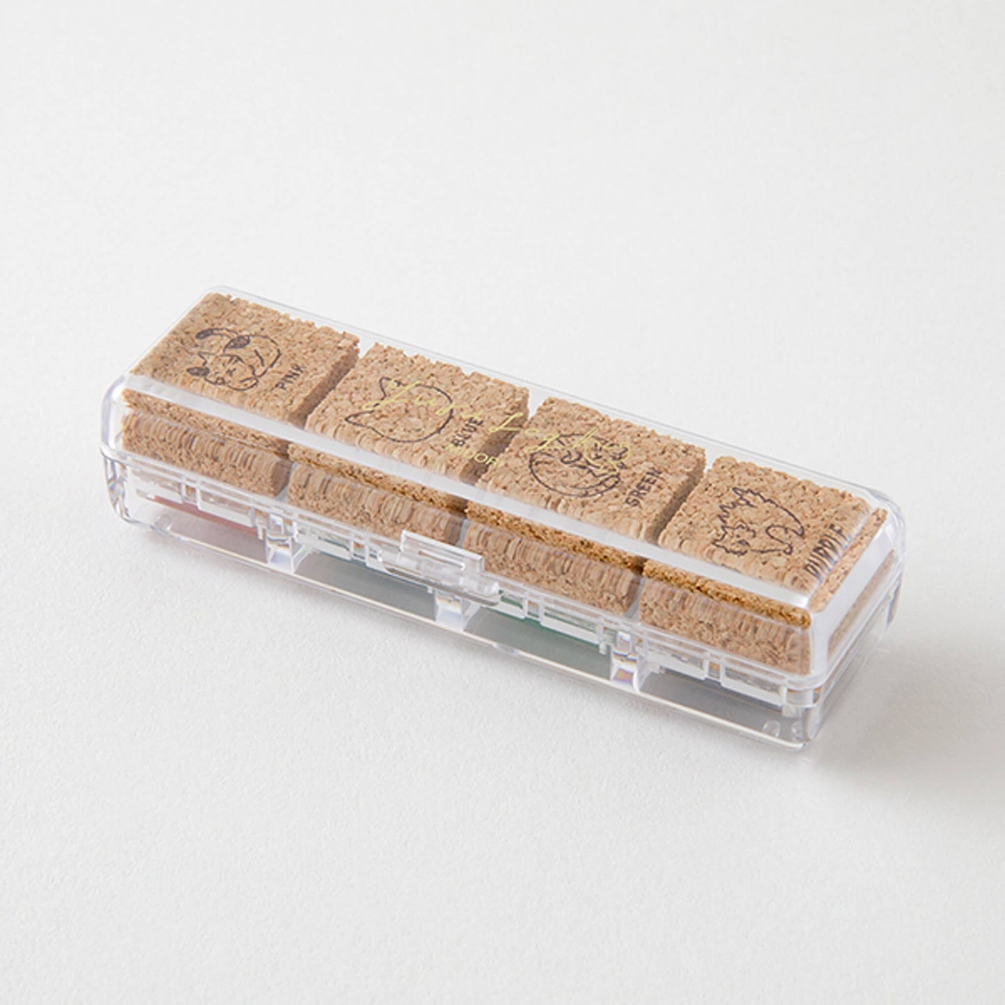 Midori Yuru Log Pre - inked Color Stamp Set - Cat - Pre - inked Stamps