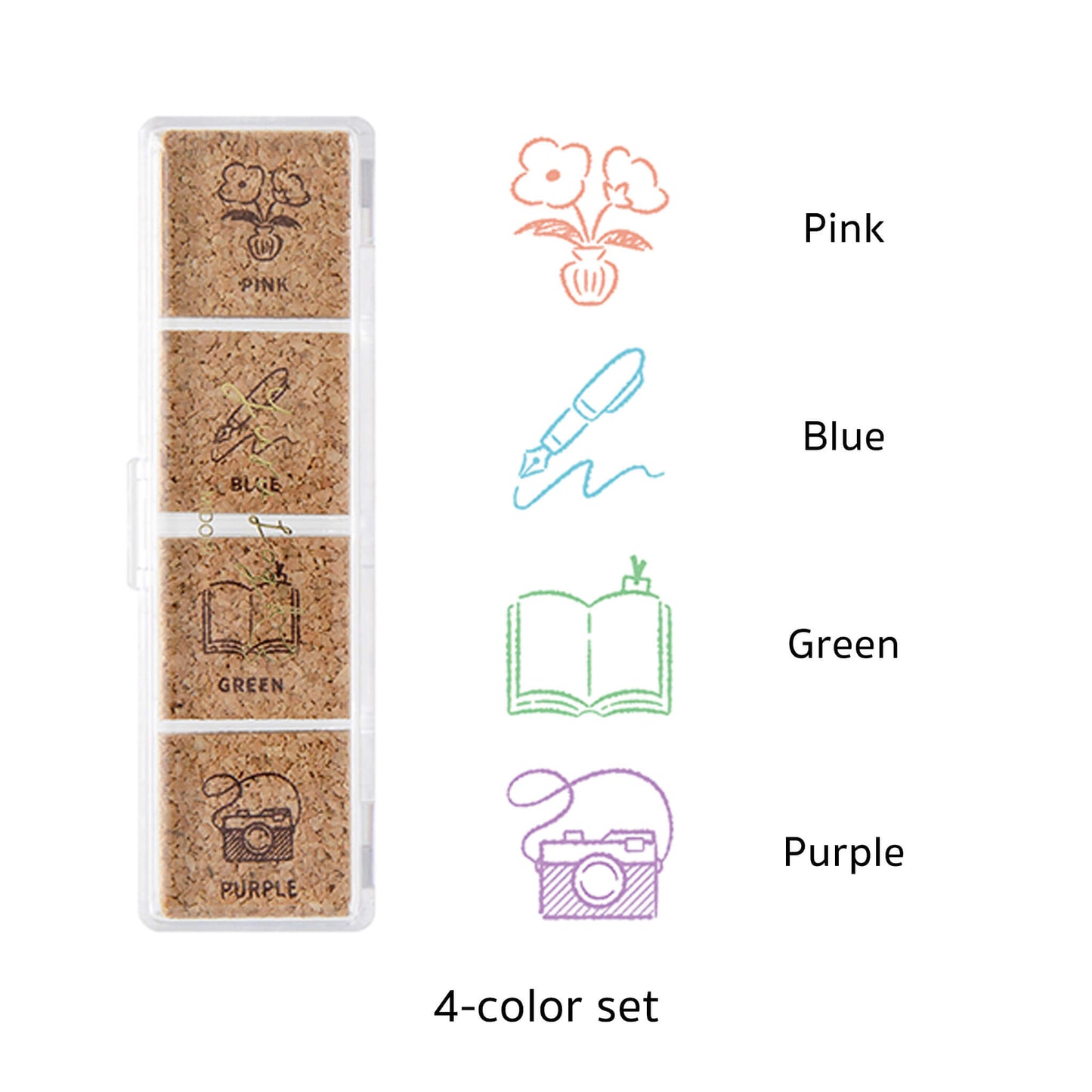 Midori Yuru Log Pre - inked Color Stamp Set - Daily Life - Pre - inked Stamps