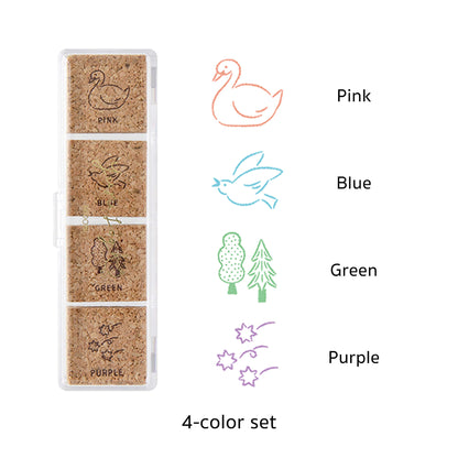 Midori Yuru Log Pre - inked Color Stamp Set - Forest Scenery - Pre - inked Stamps