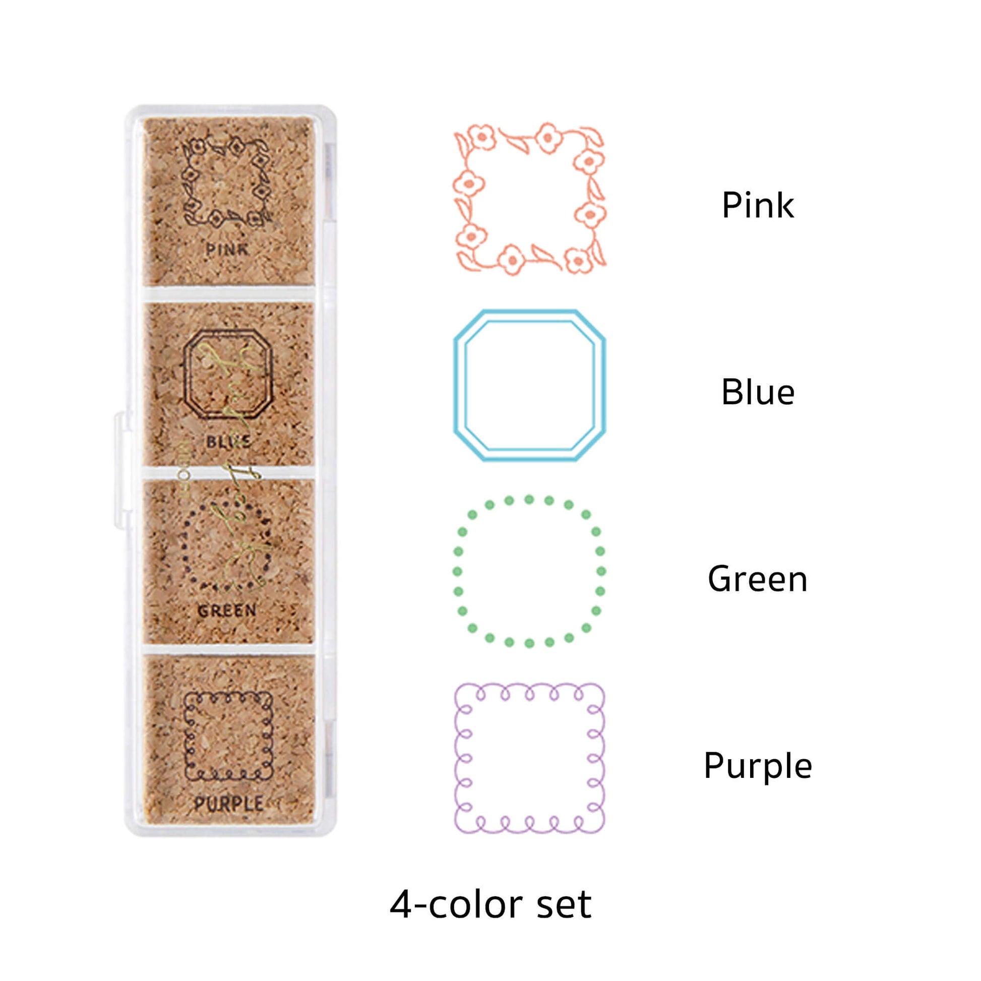 Midori Yuru Log Pre - inked Color Stamp Set - Frame - Pre - inked Stamps