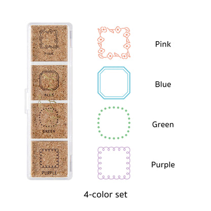 Midori Yuru Log Pre - inked Color Stamp Set - Frame - Pre - inked Stamps
