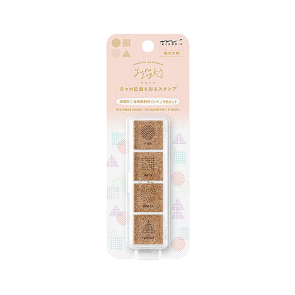 Midori Yuru Log Pre - inked Color Stamp Set - Geometry - Pre - inked Stamps