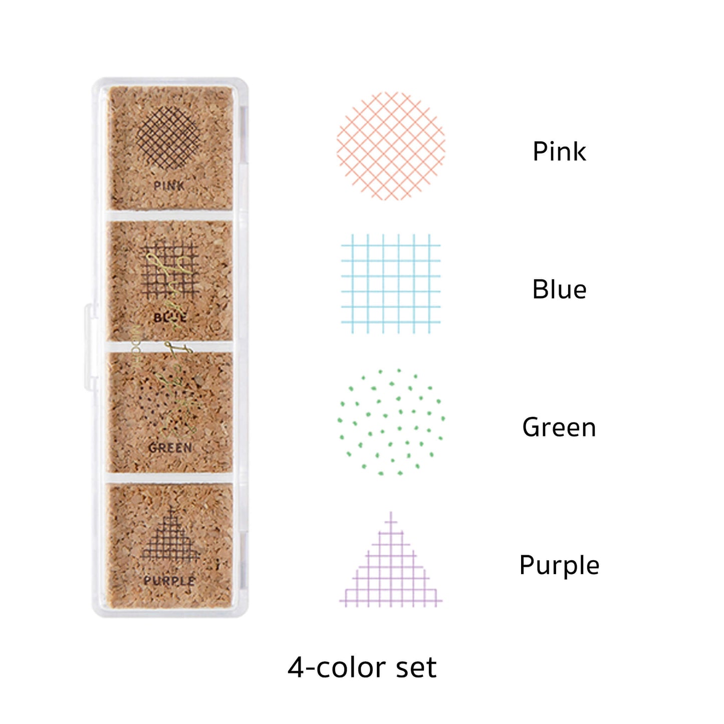 Midori Yuru Log Pre - inked Color Stamp Set - Geometry - Pre - inked Stamps