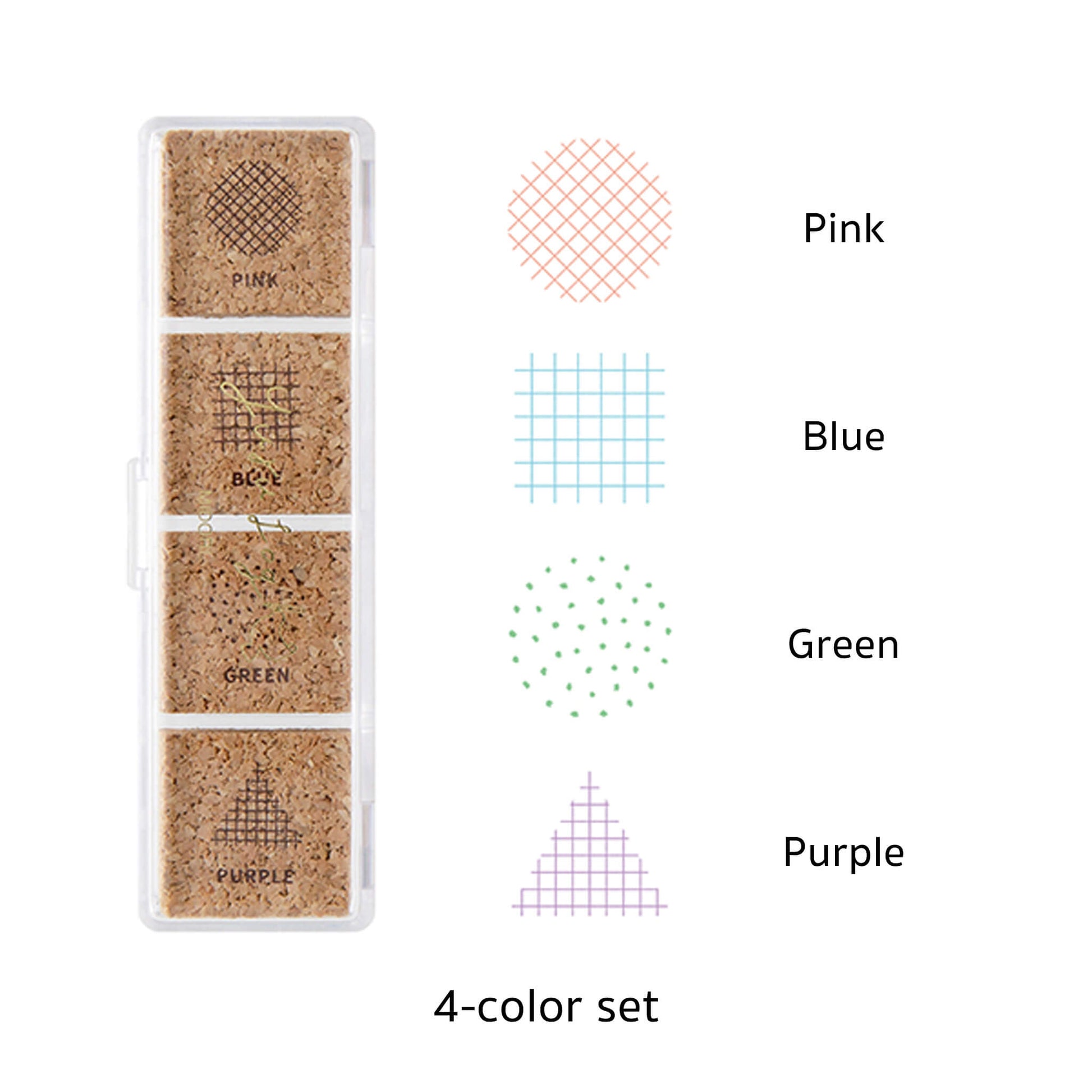 Midori Yuru Log Pre - inked Color Stamp Set - Geometry - Pre - inked Stamps