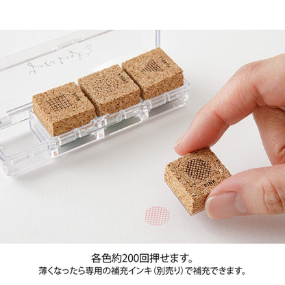 Midori Yuru Log Pre - inked Color Stamp Set - Geometry - Pre - inked Stamps
