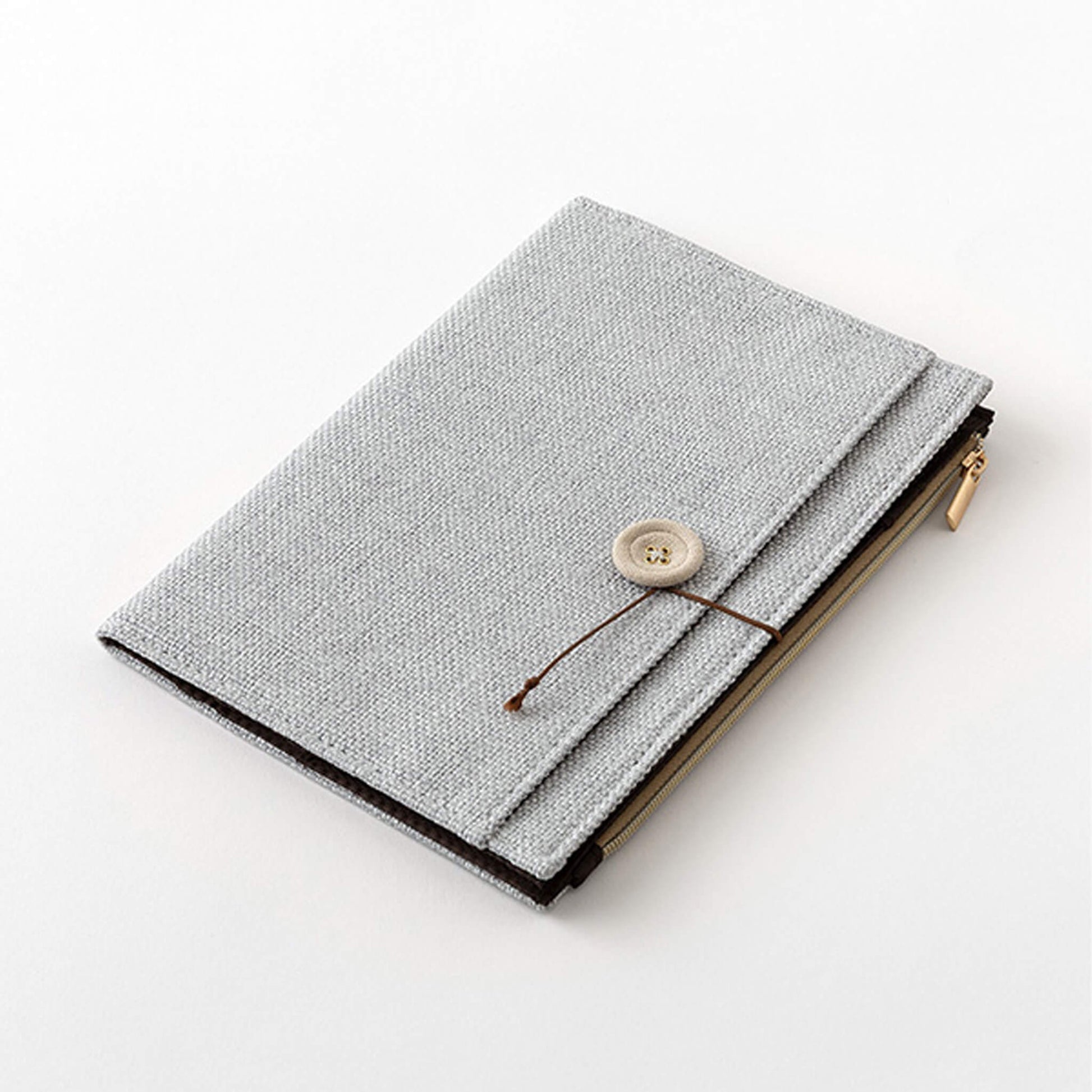 Midori Yuru Log Zipper Pouch Notebook Cover B6 Gray - Book Covers