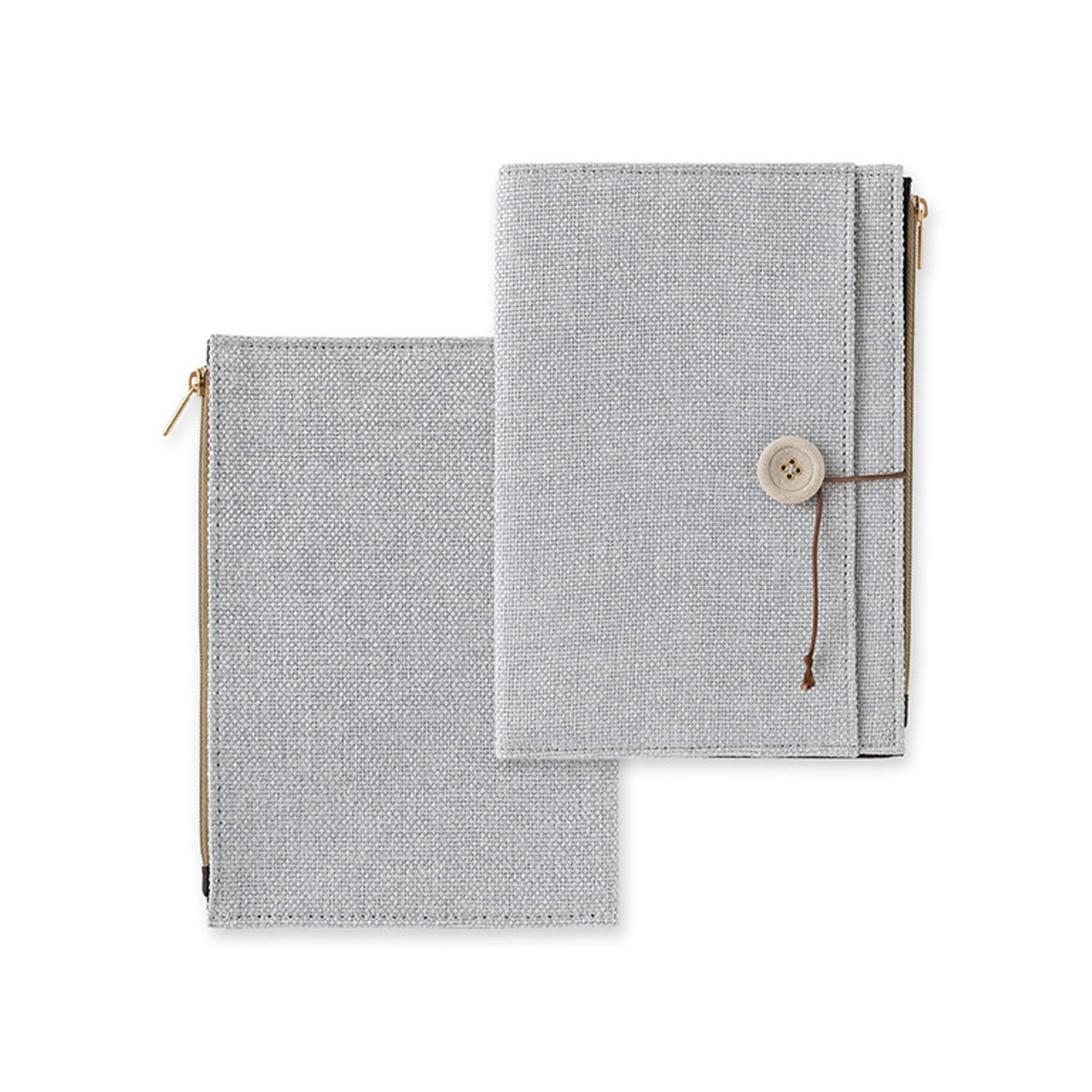 Midori Yuru Log Zipper Pouch Notebook Cover B6 Gray - Book Covers