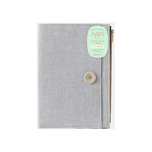 Midori Yuru Log Zipper Pouch Notebook Cover B6 Gray - Book Covers