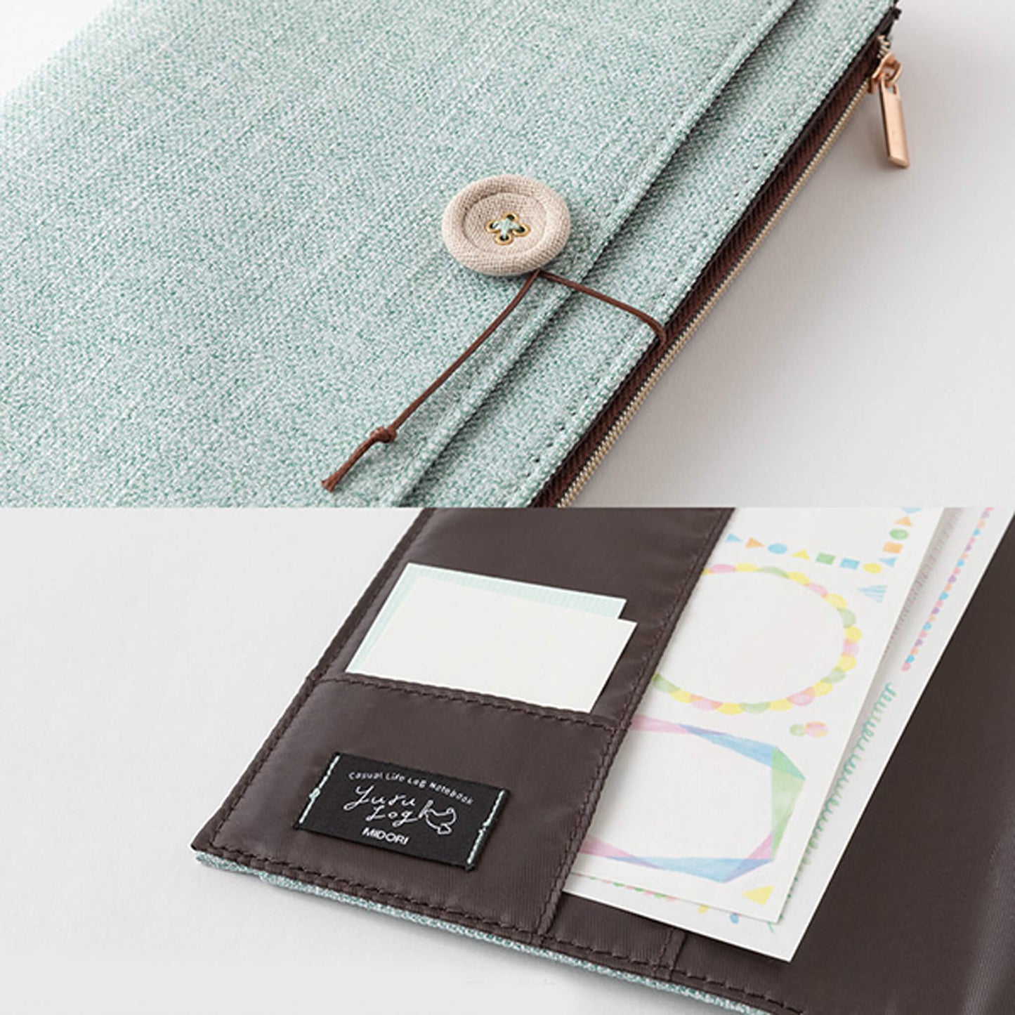 Midori Yuru Log Zipper Pouch Notebook Cover B6 Light Blue - Book Covers