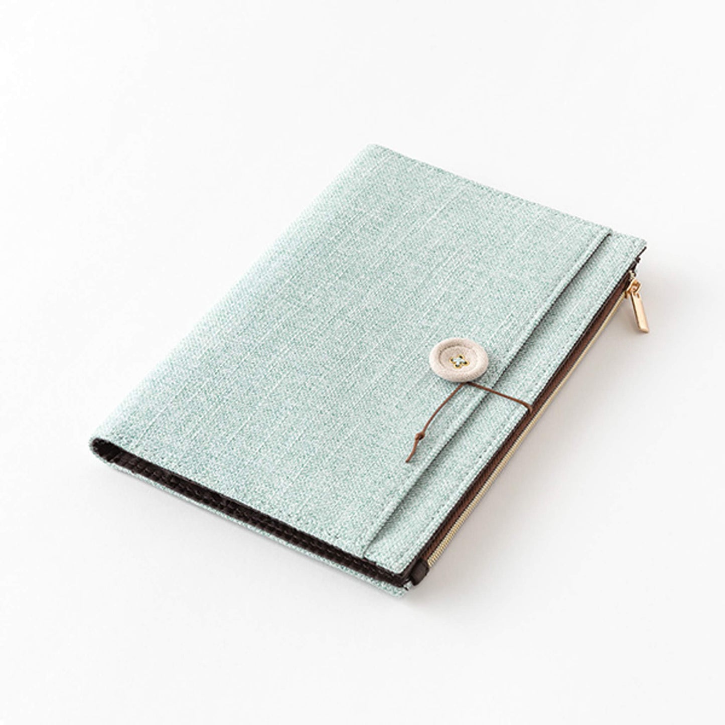 Midori Yuru Log Zipper Pouch Notebook Cover B6 Light Blue - Book Covers