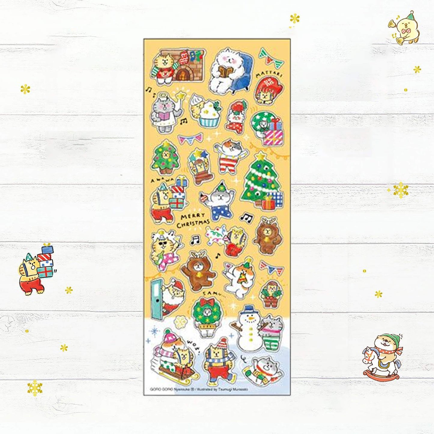 Mind Wave 2025 Winter Selection Foil Washi Sticker - GORO GORO Nyansuke Christmas Together - Sticker Sheets