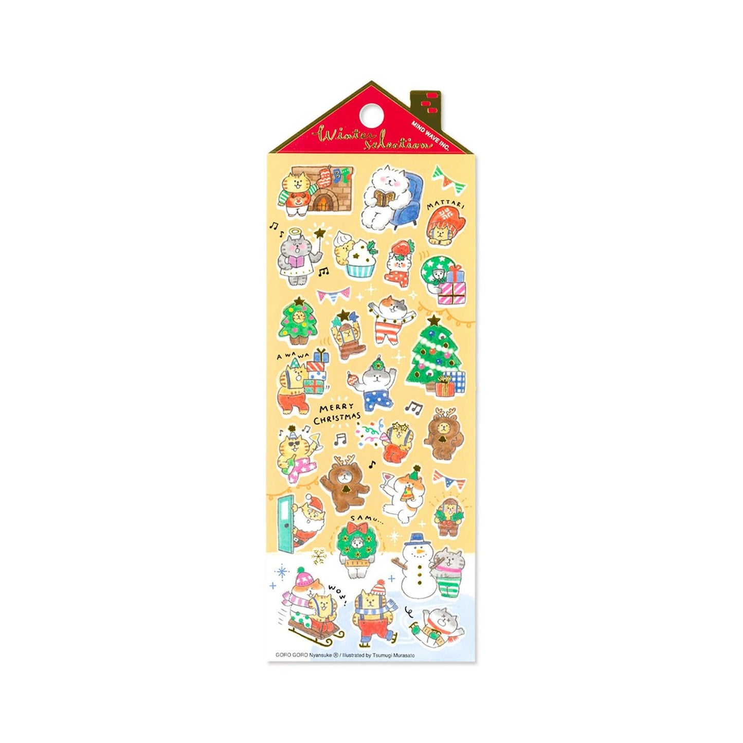 Mind Wave 2025 Winter Selection Foil Washi Sticker - GORO GORO Nyansuke Christmas Together - Sticker Sheets