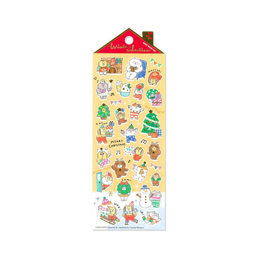Mind Wave 2025 Winter Selection Foil Washi Sticker - GORO GORO Nyansuke Christmas Together - Sticker Sheets