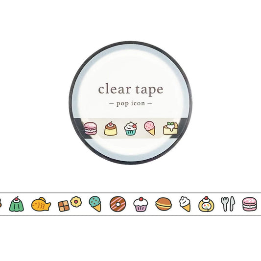 Mind Wave Clear Tape [7mm Width] Pop Icon - Dessert - PET Film Tapes