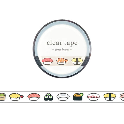 Mind Wave Clear Tape [7mm Width] Pop Icon - Sushi - PET Film Tapes