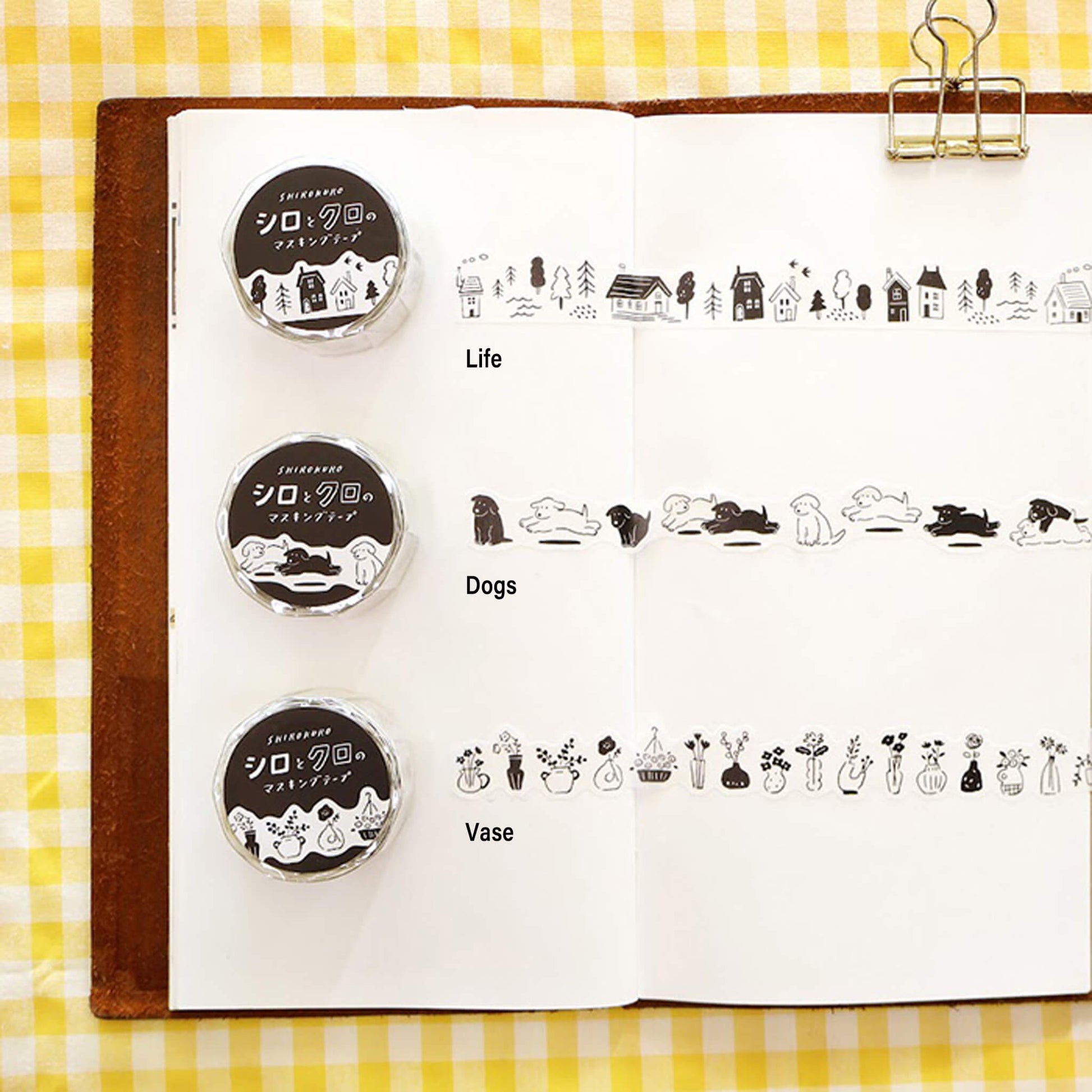 Mind Wave Die Cut Washi Tape Black and White - Dogs - Washi Tapes