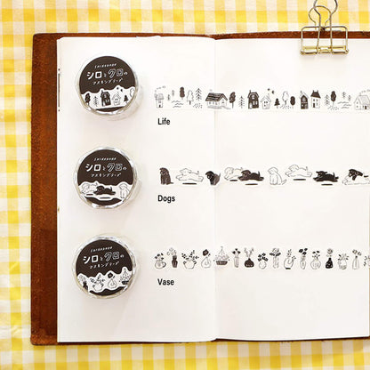 Mind Wave Die Cut Washi Tape Black and White - Dogs - Washi Tapes