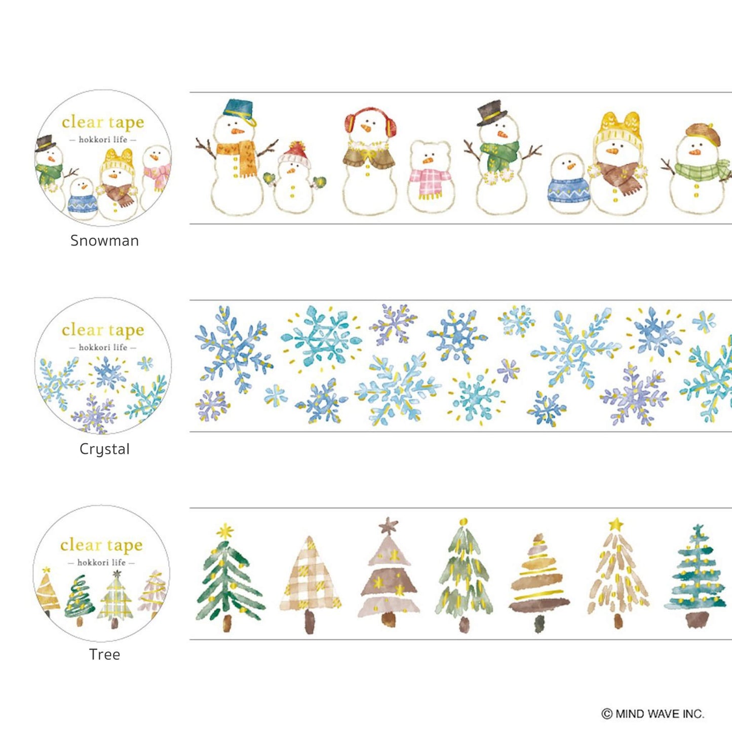 Mind Wave Hokkori Life Foil Clear Tape - Snowman - PET Film Tapes