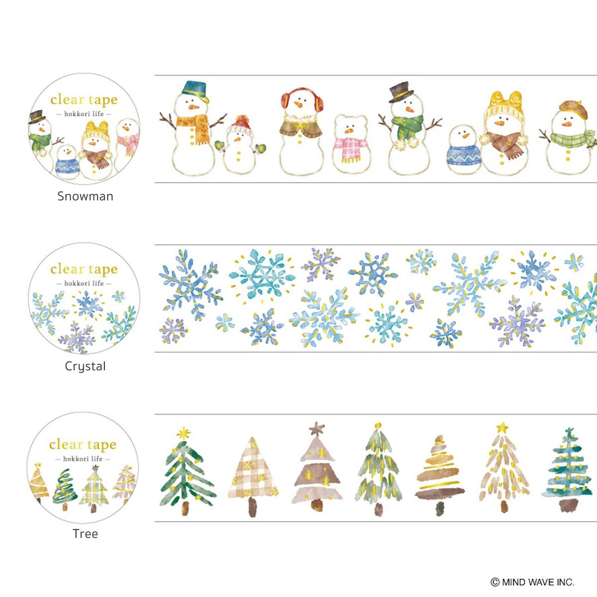 Mind Wave Hokkori Life Foil Clear Tape - Snowman - PET Film Tapes
