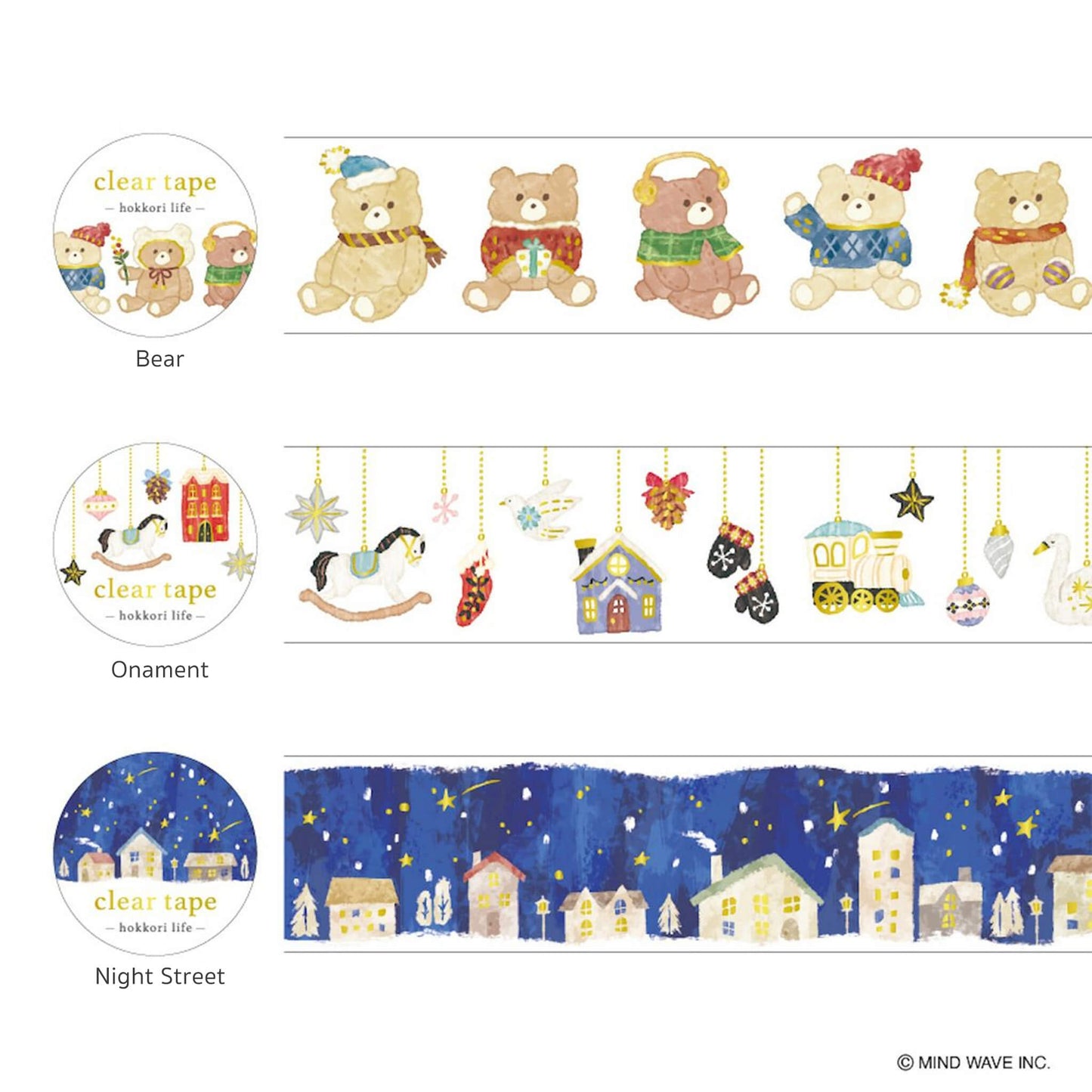 Mind Wave Hokkori Life Foil Clear Tape - Snowman - PET Film Tapes