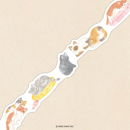 Mind Wave Ohirune Family Die Cut Washi Tape - Nekoyama (Cat) - Washi Tapes