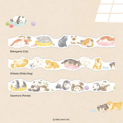 Mind Wave Ohirune Family Die Cut Washi Tape - Nekoyama (Cat) - Washi Tapes