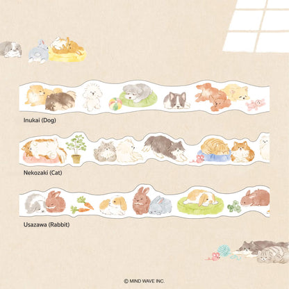 Mind Wave Ohirune Family Die Cut Washi Tape - Nekoyama (Cat) - Washi Tapes