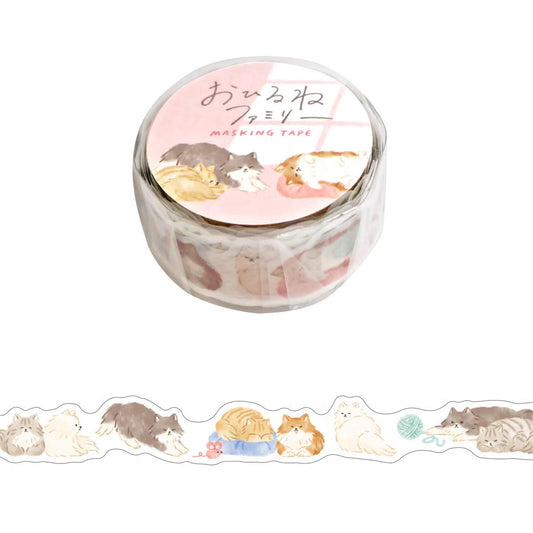 Mind Wave Ohirune Family Die Cut Washi Tape - Nekozaki (Cat) - Washi Tapes
