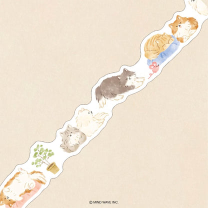 Mind Wave Ohirune Family Die Cut Washi Tape - Nekozaki (Cat) - Washi Tapes