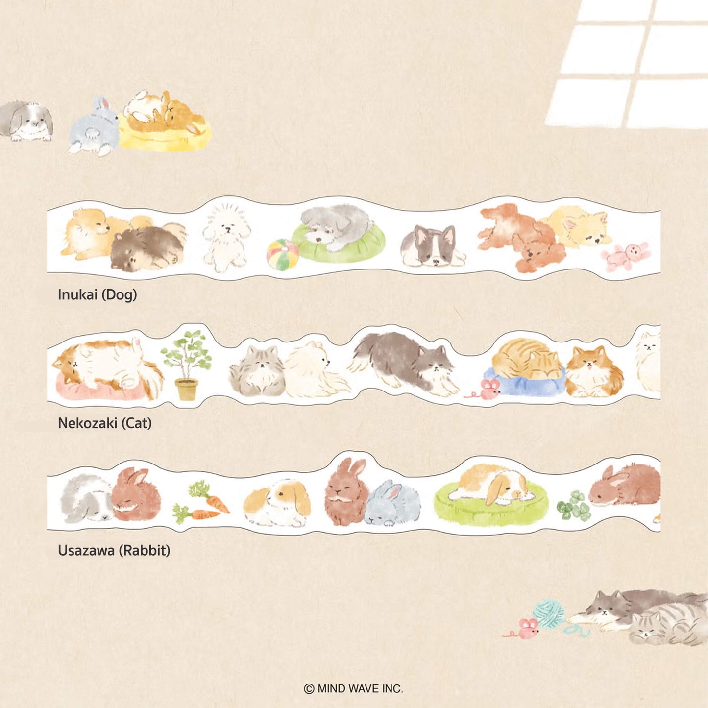 Mind Wave Ohirune Family Die Cut Washi Tape - Sasamura (Panda) - Washi Tapes
