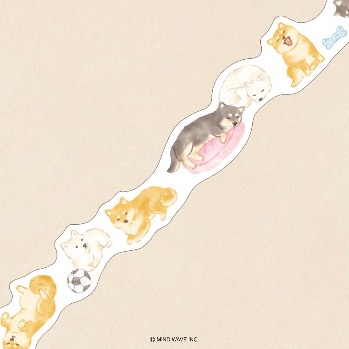 Mind Wave Ohirune Family Die Cut Washi Tape - Shibata (Shiba Dog) - Washi Tapes