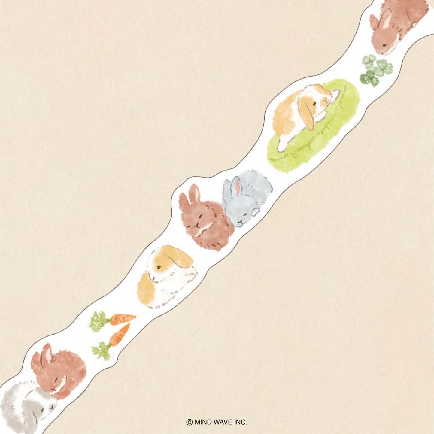 Mind Wave Ohirune Family Die Cut Washi Tape - Usazawa (Rabbit) - Washi Tapes