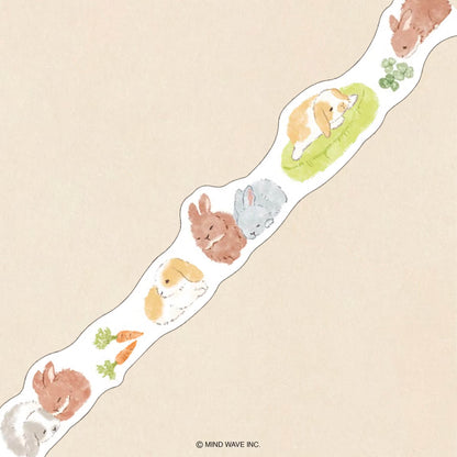 Mind Wave Ohirune Family Die Cut Washi Tape - Usazawa (Rabbit) - Washi Tapes