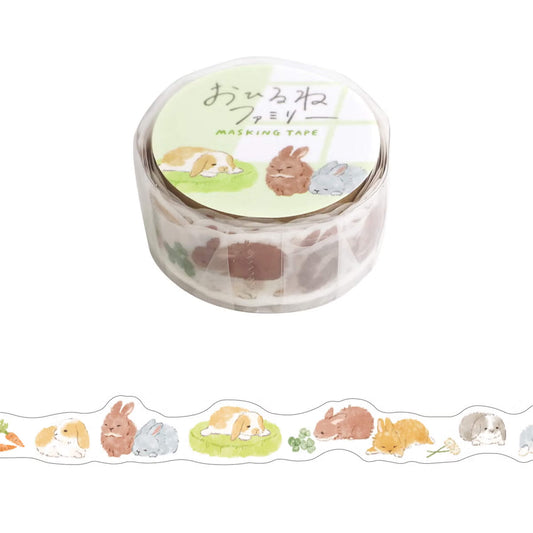 Mind Wave Ohirune Family Die Cut Washi Tape - Usazawa (Rabbit) - Washi Tapes