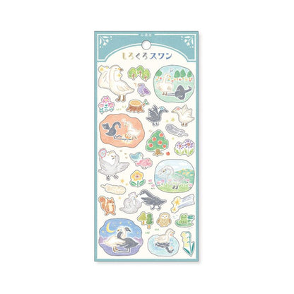 Mind Wave Picture Book Sticker - Black & White Swan - Sticker Sheets