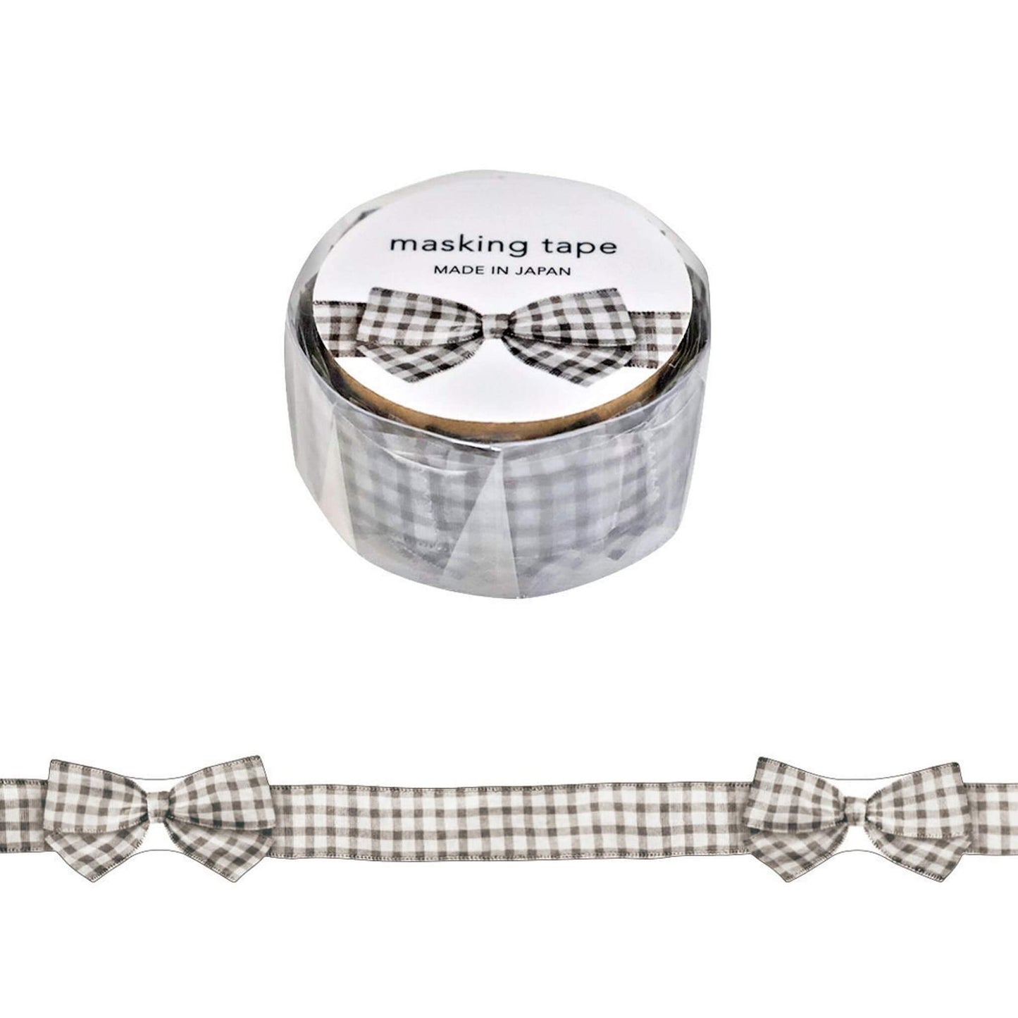Mind Wave Ribbon Series Die Cut Washi Tape - Gingham Check Gray - Washi Tapes