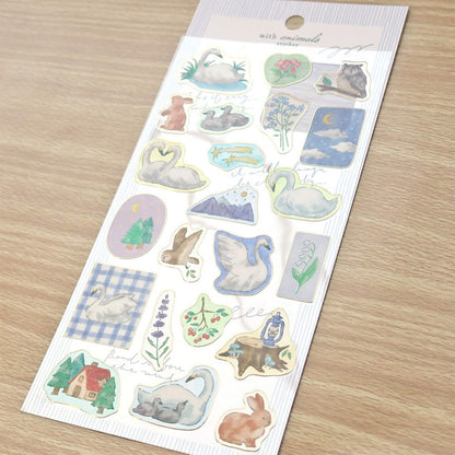 Mind Wave With Animal Sticker - Swan - Sticker Sheets