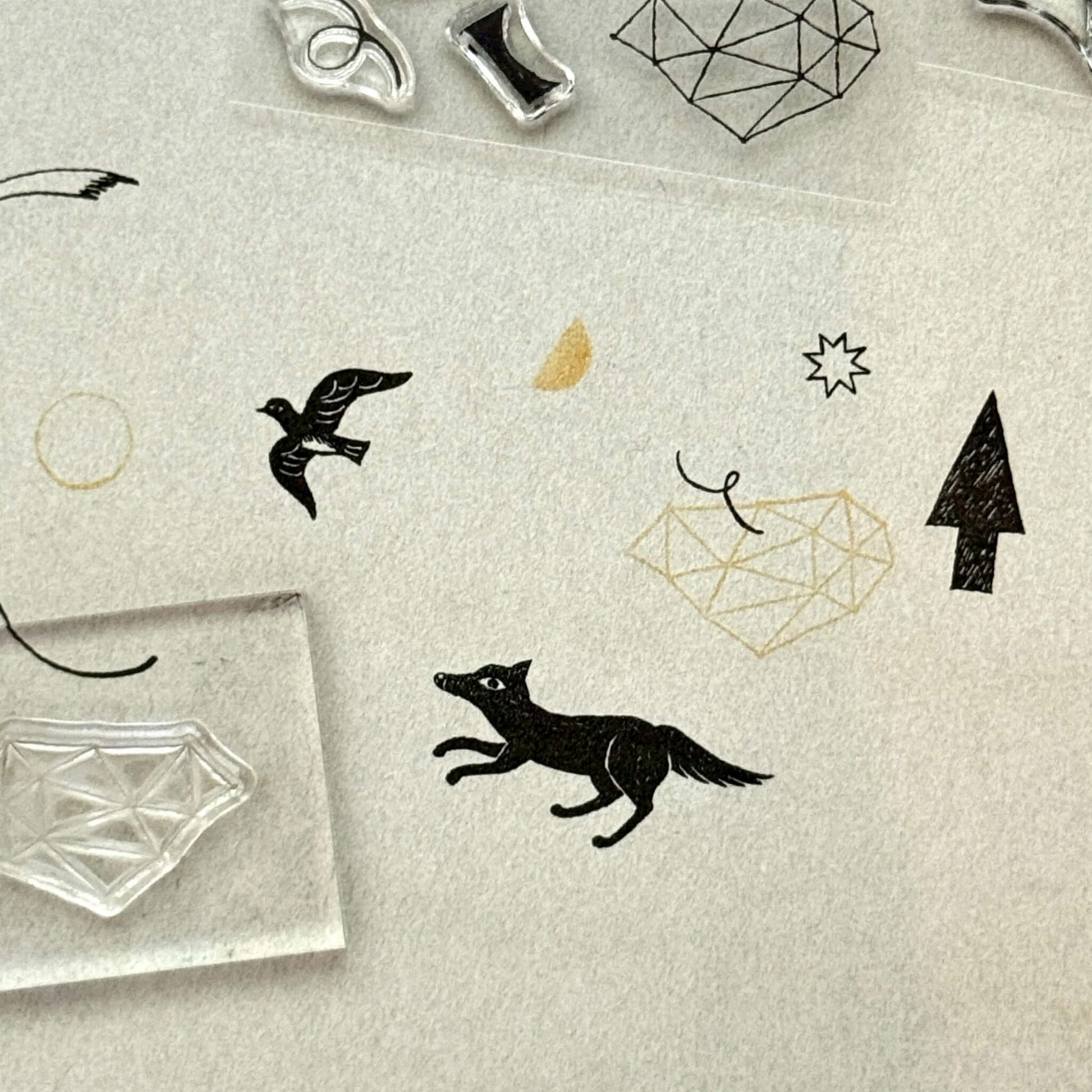 Mizushima × Nishi Shuku JIZAI Clear Stamp Box - Motif Set In the Night - Clear Stamps