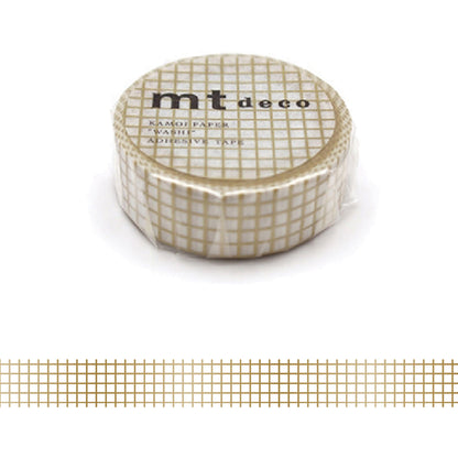 MT Basic Washi Tape - Grid Gold [15mm Width] - Washi Tapes