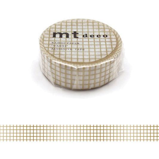 MT Basic Washi Tape - Grid Gold [15mm Width] - Washi Tapes