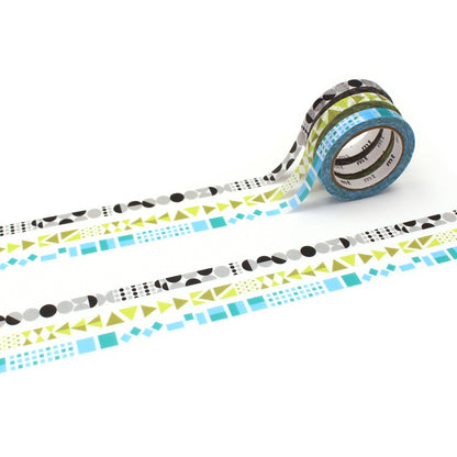 MT Deco Slim Washi Tape 3 - pc Pack - Geometry [6mm Width] - Washi Tapes