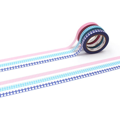 MT Deco Slim Washi Tape 3 - pc Pack - Grid [6mm Width] - Washi Tapes